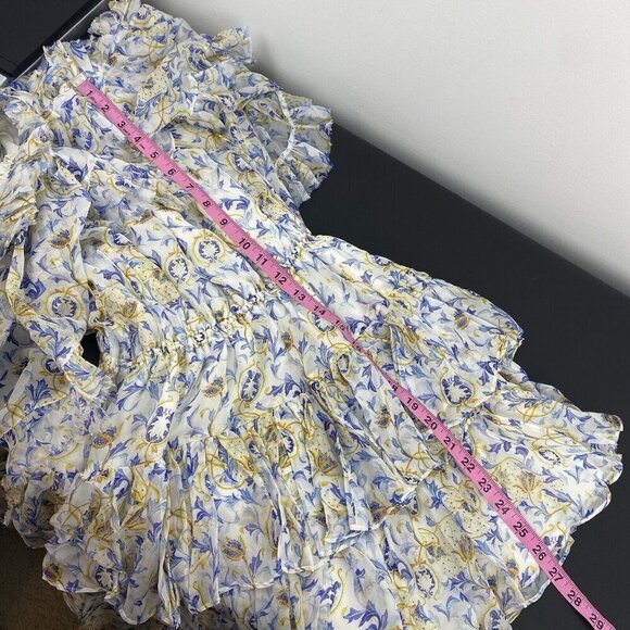 Caroline Constas Women's 100% Silk Tiered Mini Dress Size XS Long Sleeve Dahlia - Picture 8 of 9